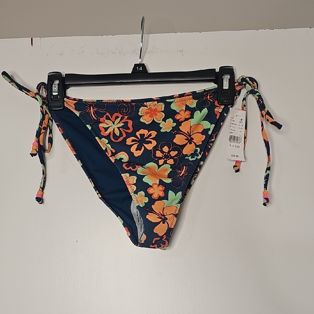 PacSun Floral Bikini Bottom - Navy and Orange